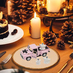 Halloween Decorations - Mini Cute Farmhouse Style Halloween Metal Truck Decor with 3 Removable Mini Ghost Ornaments for Tabletop, Tiered Tray, Shelf, Fireplace and Home Indoor Décor(Halloween-Pink)