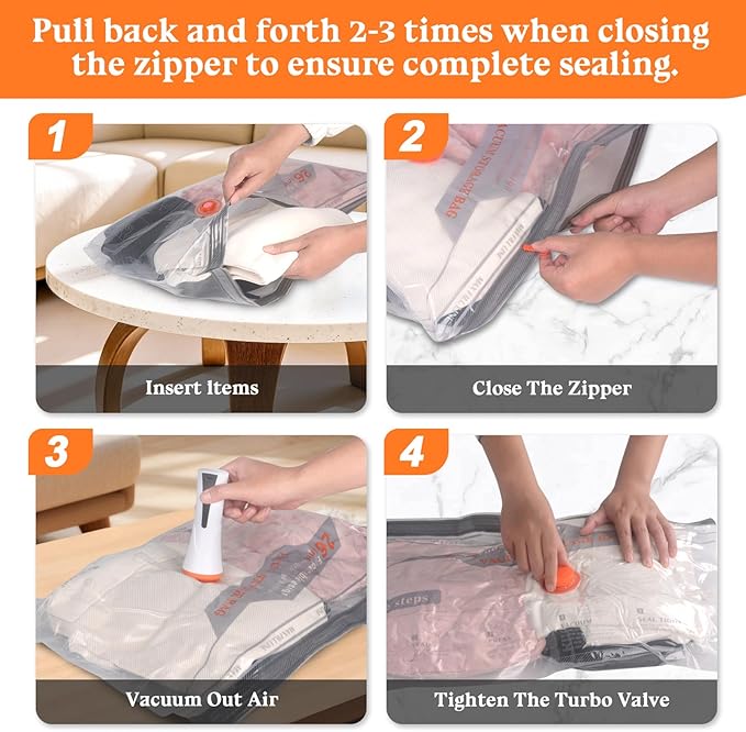 Vacuum Storage Bags for Travel with Pump - 12 Pack Vacuum Seal Bags for Clothing, Blankets, Bedding, Seasonal Storage, 80% Space Saver Compression Packing Bags for Suitcase and Luggage (12PACK)