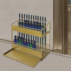 Commercial Metal Umbrella Stand Rack – Heavy Duty Free Standing Organizer with Removable Drip Tray, Entrance Umbrella Organizer for Entryway Home Office Hotel, 26.8x12.6x27.6in (Gold)