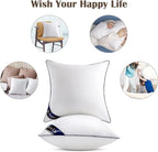 Siluvia 16"x16" Pillow Inserts Set of 2 Square Throw 16 Pillows with 100% Cotton Cover for Sofa, Couch, and Bed - White