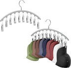 Hat Hangers for Closet, Metal 2 Pack Hat Organizer Holder for Hanger Closet Display, Hat Racks for Baseball Caps w/10 Clips, Hat Holder for Ball Caps & Accessories, for Men Women, Grey