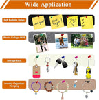 8Pcs Rectangle Felt Cork Board Bar Strips with 35 Pushpins, Self-Adhesive Bulletin Board Strips for Office School Home Wall Decor Stickers Memos Schedules Photos Display -Camel & Grey