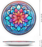 Decorative Plates for Wall Hanging, Mandala Flower Glass Painting Ceramic Plate w/Display Stand, Home Decor for Kitchen Cabinets, Farmhouse Round Tray 10 Inch, Gift for Family Friends