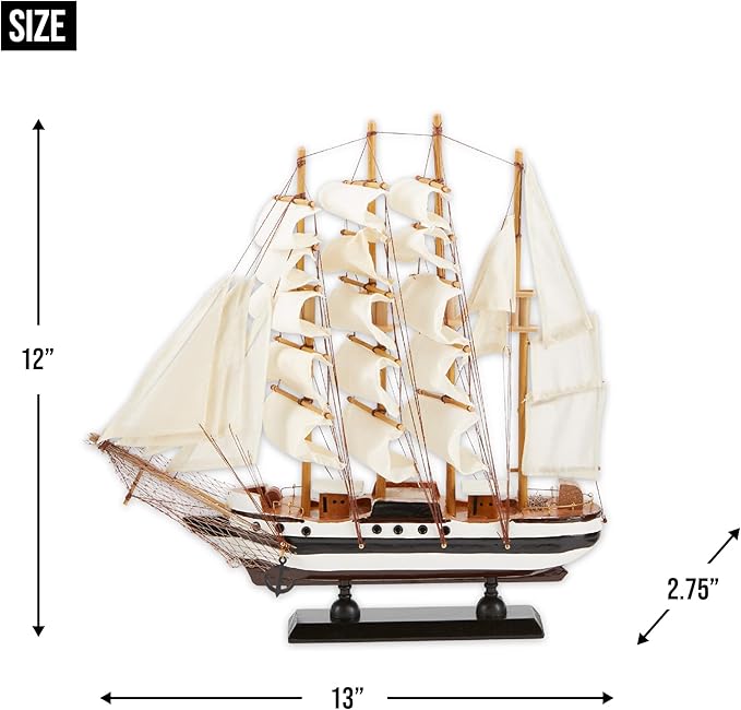Zingz & Thingz Ahoy Collection Wooden Passat Ship Model, 13x2.75x12