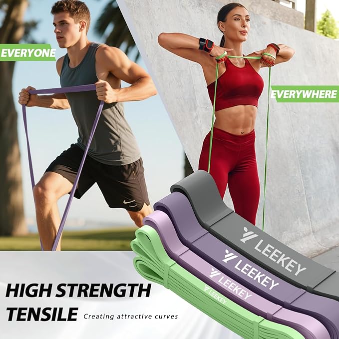 LEEKEY Resistance Bands, Exercise Bands with Handles,Pull Up Assist Bands - Band Set with Door Anchor - Bands for Working Out,Band for Men and Women Fitness Training,Home Workouts