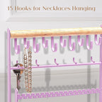ProCase Jewelry Organizer Stand Necklace Organizer Earring Holder, 6 Tier Jewelry Stand Necklace Holder with 15 Hooks, Jewelry Tower Display Rack Storage Tree for Bracelets Earrings Rings -Purple