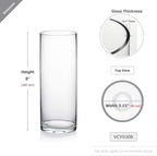 WGVI Quality Thick Clear Cylinder Glass Vases, 3" W x 8" H, Bud Vase Skinny Narrow Floral Bouquet Flower Container for Wedding Centerpieces Tabletop Décor Brush Pen Holder, Bulk Wholesale, 18 Pieces