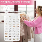 3 Pack Hanging Jewelry Organizer, 80 Clear Pockets earring organizer and storage, Accessories holder organizer for Closet, Jewelries, Necklace, Travel