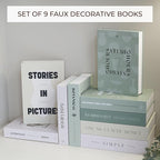 Beautiful Decorative Books - Set of 9 Boxes Enhance Your Coffee Table, Bookshelf or Mantel Shelf Decor - Aesthetic Fake/Faux Books for Modern Home Decoration, Photo Storage and as a Keepsake Box