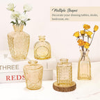 36Pcs Bud Vases Set Small Vintage Glass Bottles Bud Vases in Bulk Multiple Shape Cute Glass Vases for Rustic Wedding Centerpieces Table Decorations and Home Decor (Champagne)