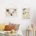 DOLLAR BOSS Bulletin Boards with Linen 2-Pack 16''X 12'' Cork Board for Walls Wood Framed Bulletin Boards, Small Pin Board for Home Kitchen Office Decorative Hanging 20 Pushpins