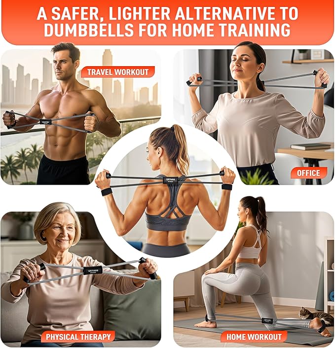 Figure 8 Resistance Bands for Arm, Back, 3 Level Latex Heavy Exercise Bands with Handles for Strength Training, Full Body Workout, Physical Therapy, Pilates, Yoga, Home Gym Equipment for Women