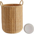 Entryway Tall Round Umbrella Stand with Chassis, Hand Made Imitation Rattan Umbrella Basket, Freestanding Umbrella Storage Basket for Home Office Hallway(28x45.5cm(11x17.9in), Coffee)