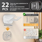22 Pack Adhesive Hat Hooks for Wall, Removable Hat Rack for Baseball Caps, New Upgrade Wall Hat Holder, Hat Hanger(White)
