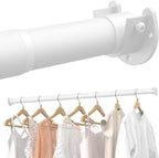 Closet Rods for Hanging Clothes, 17 to 39 Inches Stepless Adjustable Metal Closet Rod, 1.3 Inches Heavy Duty Clothes Hanging Rod for Closet Wardrobes Laundry RV, White