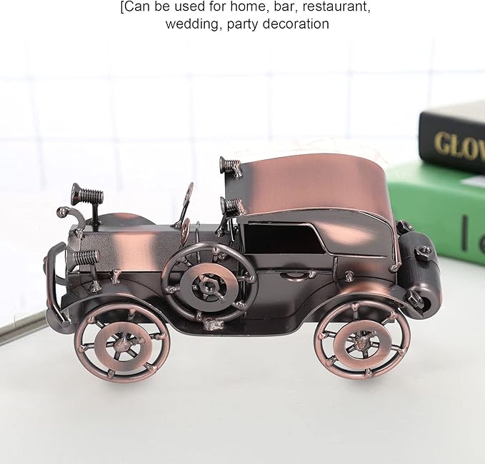 Vintage Car Model Metal Bronze Classic Exquisite Home Decorative Handicraft Ornament, Antique Car Decor for Living Room Office Shelf, Retro Toy Collectible Gift for Car