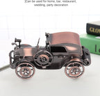 Vintage Car Model Metal Bronze Classic Exquisite Home Decorative Handicraft Ornament, Antique Car Decor for Living Room Office Shelf, Retro Toy Collectible Gift for Car