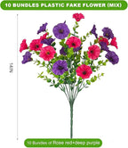 12 Bundles Morning Glory Artificial Flowers for Outdoor Decoration UV Resistant Fake Plastic Plants Artificial Greenery for Indoor Outdoor Garden Patio Window Box Home Decor