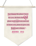 Christian Banner Decor,Inspirational Bible Verse Canvas Flag Banner,Positive Christ Wall Art Poster for Playroom Nursery,Kids Room Decor 11x16 Inch(KD15)