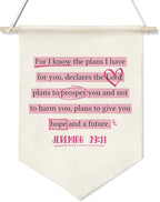 Christian Banner Decor,Inspirational Bible Verse Canvas Flag Banner,Positive Christ Wall Art Poster for Playroom Nursery,Kids Room Decor 11x16 Inch(KD15)