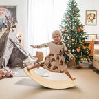 Gentle Monster Wobble Balance Board, Wooden Montessori Toy Rocker Board Natural Wood Kids Toddler Open Ended Learning Toy Yoga Curvy Board for Adult Office Classroom Christmas Gifts