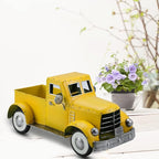 Vintage Farmhouse Yellow Fall Truck Decor, Rustic Metal Car Trucks Decors, Indoor Kitchen Storage Decorations, Outdoor Farm Pick-up Collectible Sunflower Pumpkin Vehicles