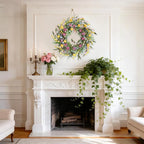 22" Spring Summer Wreath for Front Door - Colorful Wildflower Wreath with Lavender & Forsythia, Everyday Floral Wreaths for Front Door Outside, Spring Door Wreath for Indoor Home Decor