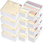 16 Pack Drawer Organizer Clothes, Foldable Fabric Dresser Organizer Closet Organizers and Storage Box for Underwear,Folded Clothes,Baby Clothing,Socks,Bra,Towels,Ties(White)
