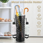 Umbrella Stand Rack, Free Standing Round Metal Umbrella Holder, Walking Sticks Umbrella Bins Waterproof Umbrella Storage Rack 16.5 x 6 inch Hollow Umbrella Storage Bucket for Indoor Home Office