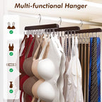 HOUSE DAY Belt Hanger for Closet 1 Pack, 20 Hooks Bra/Tie/Tank Top Hanger, Space Saving Hangers Storage Max 20 Belts/Ties, Sturdy Wooden Belt Rack Closet Accessories