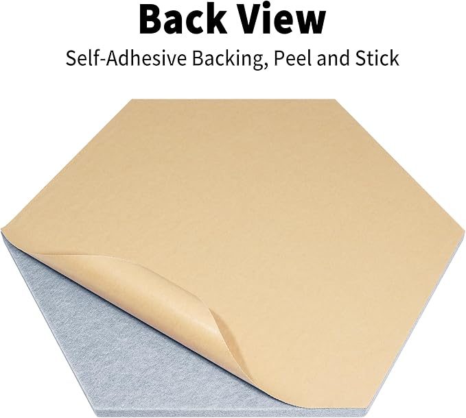 10PCS Hexagon Cork Board Tiles Alternative - 12x10 Inch Frameless Felt Bulletin Board for Wall, Adhesive Cork Board Tiles for Office & Home Decor, Sound Absorbing Pin Boards for Walls & Photos