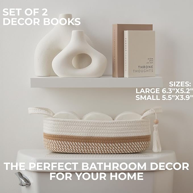 KIBAGA Beautiful Bathroom Decor Books – Set of 2 Modern Books for Your Bath Shelf - Funny Restroom Decor and Accessories to Add Charm and Humor to Your Space