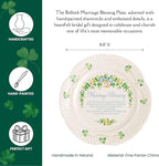 Belleek Classic Marriage Blessing 8.8-Inch Decorative Plate, Handcrafted Parian China Shamrock Irish Decor, White