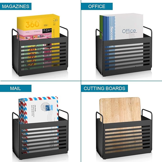 Magazine Holder, Magazine Rack Mail Organizer Folder Organizer Bin for Magazines, Books, Newspapers, Tablets in Home, Office, Black