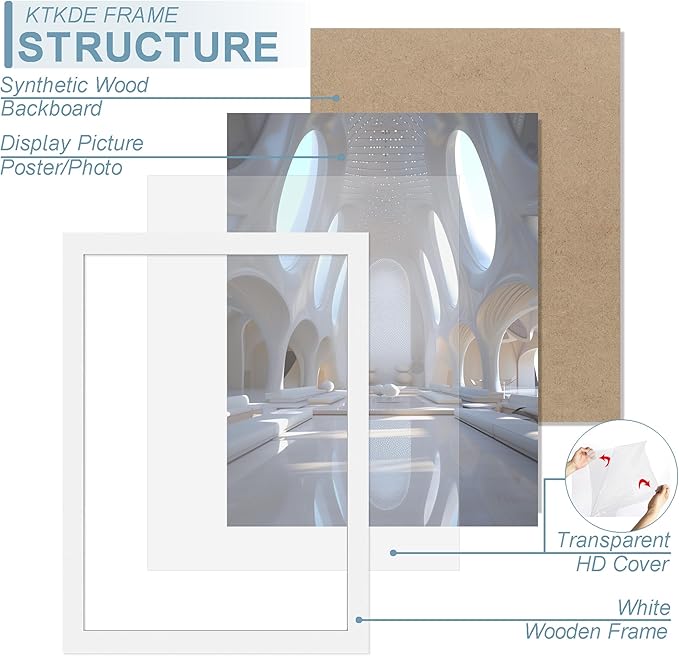 KTKDE 8.5x11 Picture Frame set of 6, Certificate Document Frame Diploma Frames White, Poster and Photo for Wall Hanging or Tabletop with Shatter Resistant Plexiglass Home Decor best gift