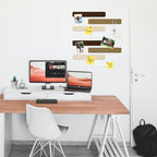 8Pcs Rectangle Felt Cork Board Bar Strips with 35 Pushpins, Self-Adhesive Bulletin Board Strips for Office School Home Wall Decor Stickers Memos Schedules Photos Display -Gradual Brown