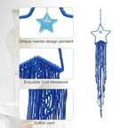 MECCANIXITY Macrame Dream Catchers, Dark Blue Handmade Star Design Woven Cotton Dream Catcher Wall Hanging for Home Bedroom Decoration Ornament Craft Gift