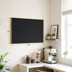 Linen Bulletin Board 36" x 24", Black Fabric Pin Board with Gold Aluminum Frame, Decorative Vision Board for Home Office, Bedroom & Dorm Wall Decor, Includes 10 Push Pins