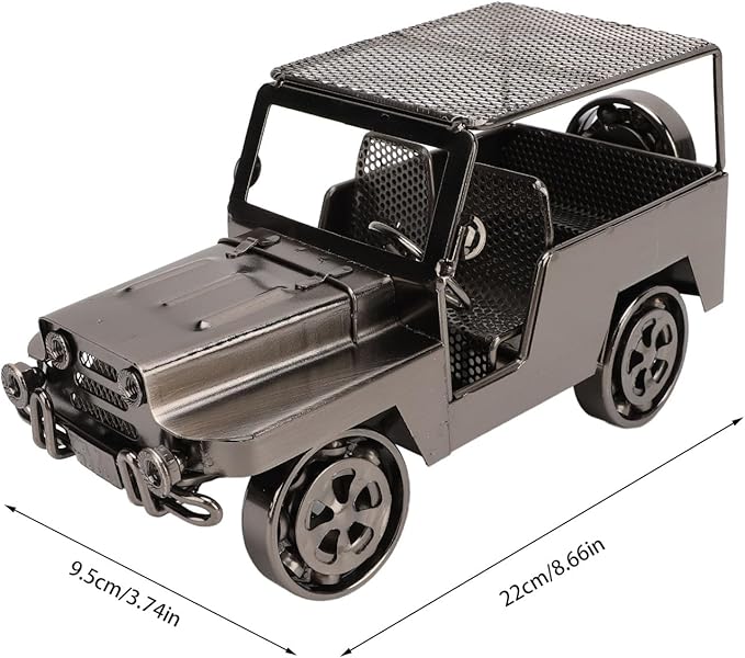 Pilipane Metal Car Figurine Vintage Antique Handcrafted Iron Decorative Model Ornament for Home Entryway TV Cabinet Wine Cabinet Decor (Silver)