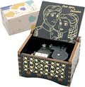 Pursuestar Black Wooden Wind Up Music Box - Anastasia Once Upon a December, Vintage Engraved Wood Mechanism Musical Gifts for Anniversary Mother's Day Valentine's Day Christmas Thanksgiving Birthday