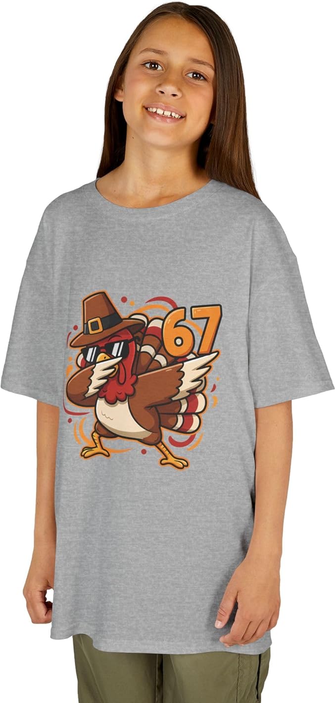 Dabbing Turkey 67 Funny Thanksgiving Pilgrim Kids Boys Girls Cool Swag Retro Fall Football Feast
