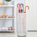 Umbrella Holder Bin Waterproof Umbrella Storage Rack Indoor Walking Stick Holder Metal Rack Freestanding Umbrella Stand Round Umbrella Holder for Home Entryway Office Hotel (white)