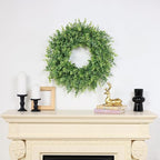 26" Eucalyptus Wreath for Front Door, Porch, Window - Large Artificial Eucalyptus Leaves Greenery Outdoor Wreath for Home, Farmhouse Decor - Spring, Summer, Fall, All Seasons (Green)