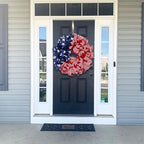 Patriotic Wreaths for Front Door, New 250th Anniversary Decorations, 4th of July Decorations Outdoor, Handcrafted Memorial Day Wreaths, Festival Celebration USA Flag Printed Wreath (E)