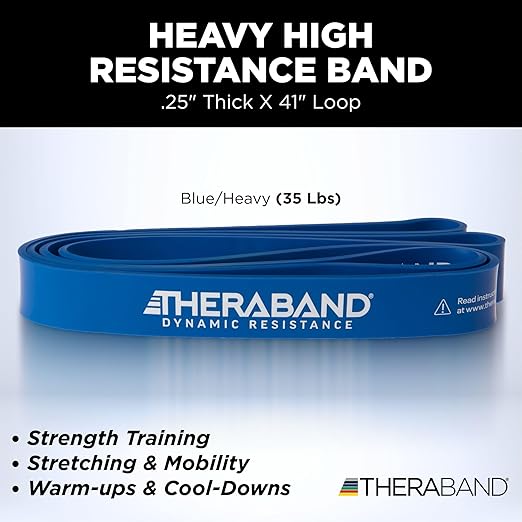 THERABAND High Resistance Band, Heavy Elastic Super Band for Full Body Workouts, Physical Therapy, Strength Training, Durable 41” Loop Exercise Band, 35 lbs Resistance