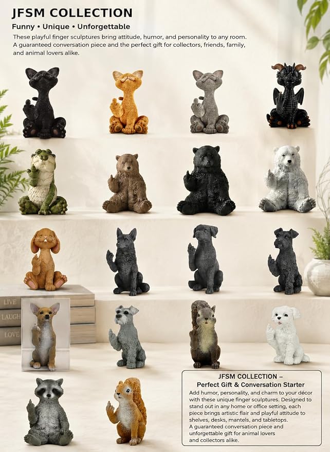Catitude - Whimsical Cat Raising Middle Finger Figurine - Hilarious Get Ready for Laughs - Stress Relief - Gifts for Cat Lovers,