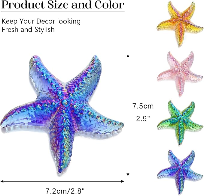 H&D HYALINE & DORA Hand Blown Glass Star Fish Figurines Blue Sea Animal Ornament for Home Decor,Tiny Glass Sea Animals Collectible for Seasonal Gift