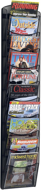 Safco Onyx Mesh Magazine Holder, Display Rack with 10 Pockets, Brochure Organizer, Commercial-Grade Steel Construction, Black