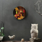 Decorative Ceramic Plates, 8 Inch, Fruit And Nut Decorated Red Wine Round Display Plate, Decorative Plates with Stand, for Display Living Room Kitchen Closet Table Decor