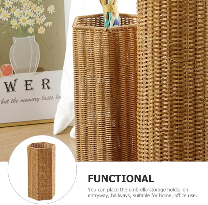Mobestech Artificial Rattan Umbrella Holder for Indoor Use Large Capacity Plastic Umbrella Storage Stand for Entryway Versatile Design for Home and Office Also Great for Yoga Mat Storage